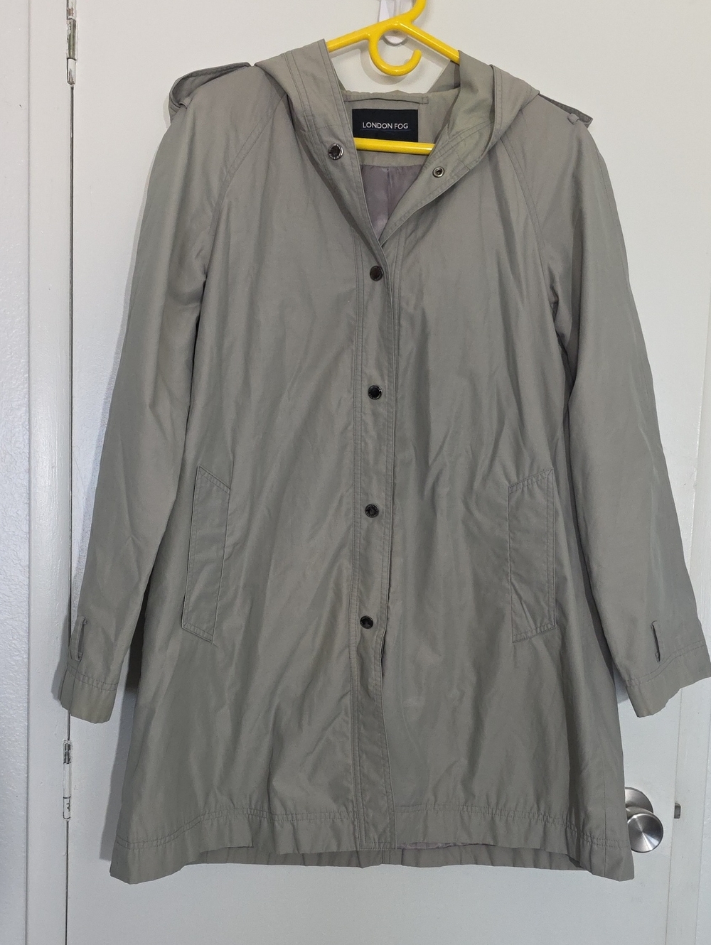 London Fog Hooded Trench Coat in Light Gray